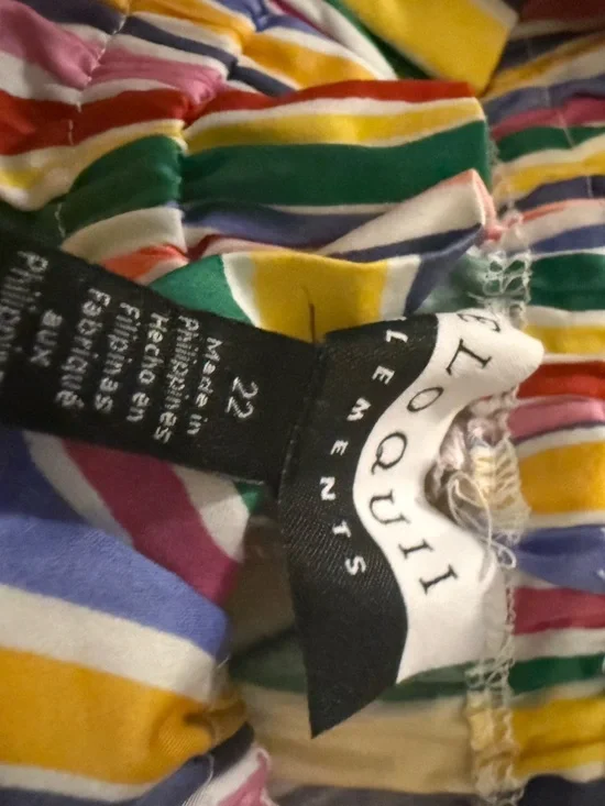 Eloquii Striped Off-Shoulder Mini Dress in Pink, Yellow, Blue & Green - Picture 4 of 8